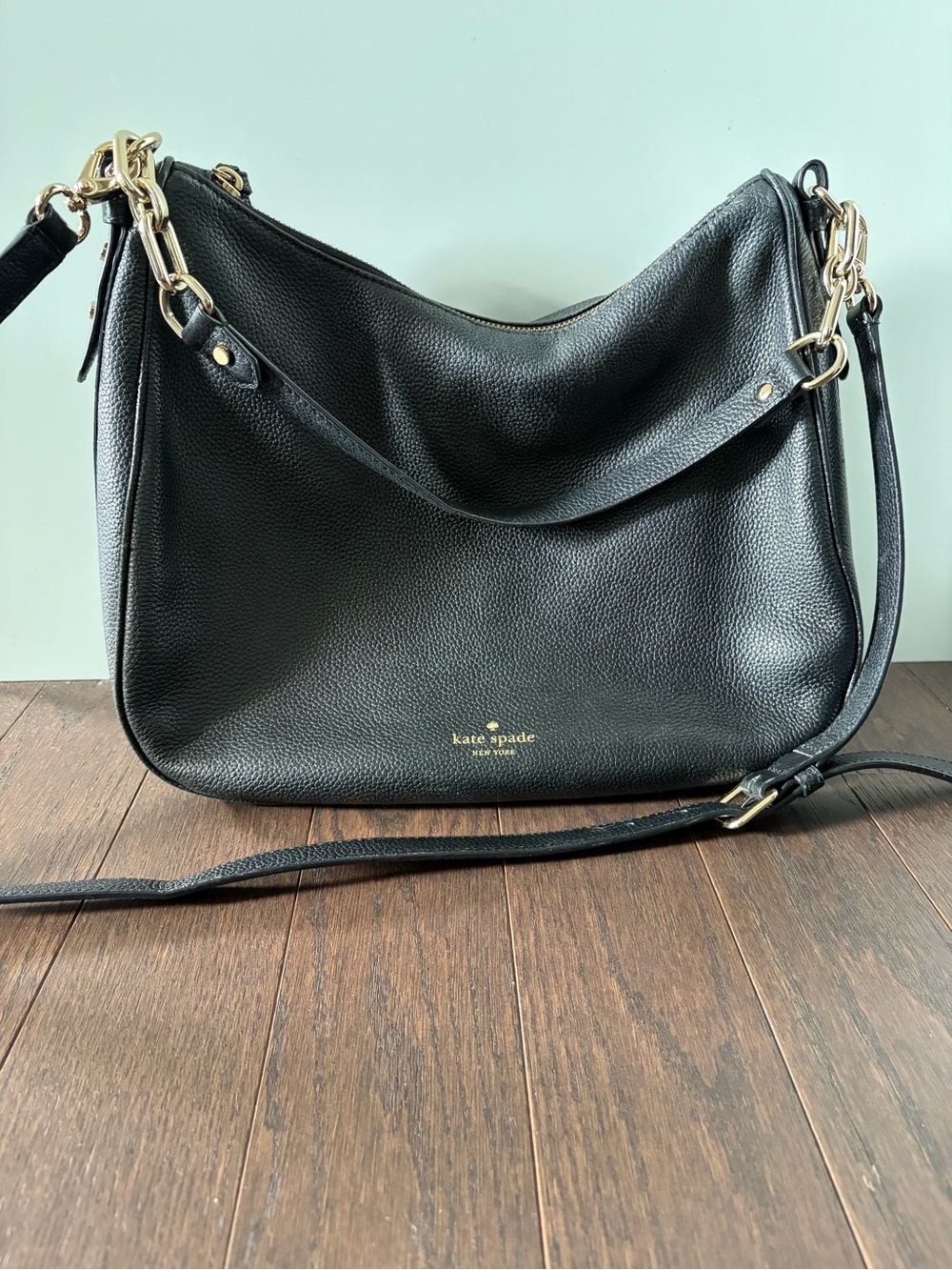 kate spade Black Pebbled Leather Hobo